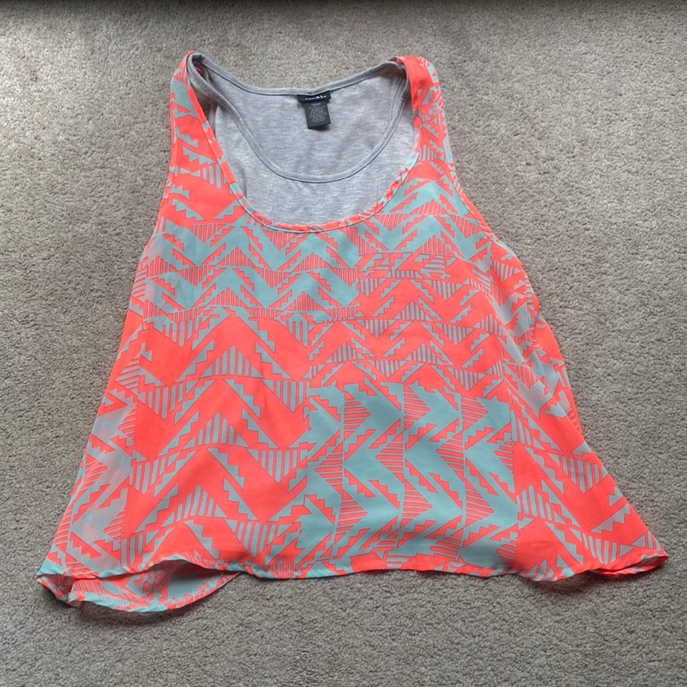 Rue21 Neon printed double layer tank top